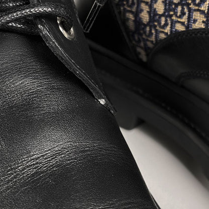 Christian Dior Trotter Pattern Short Boots Oblique Shoes Boots Leather Canvas