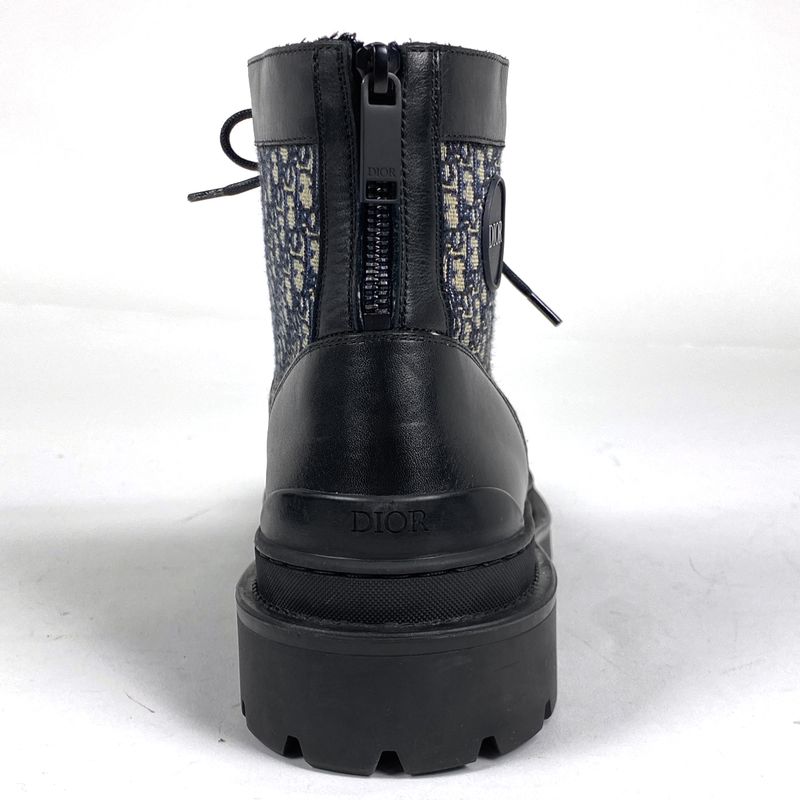 Christian Dior Trotter Pattern Short Boots Oblique Shoes Boots Leather Canvas