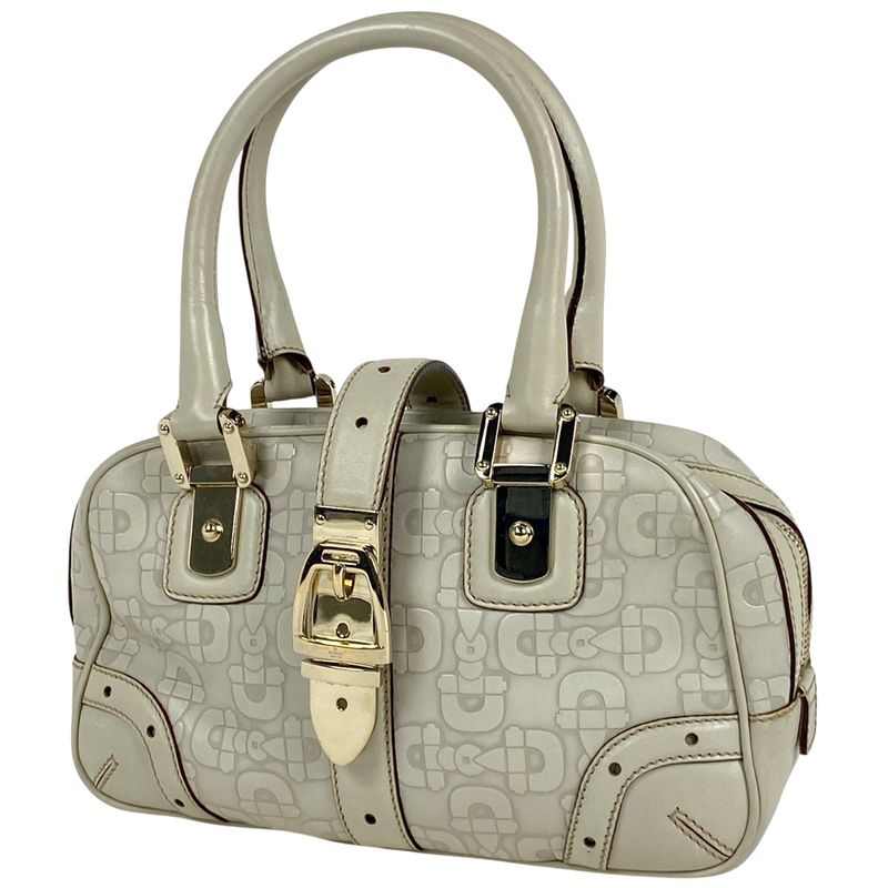 Gucci Horsebit Pattern Handbag Leather Ivory 145772 Women