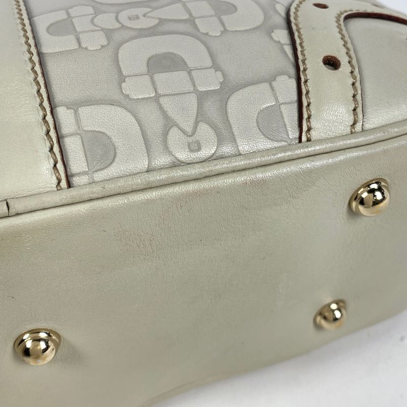 Gucci Horsebit Pattern Handbag Leather Ivory 145772 Women