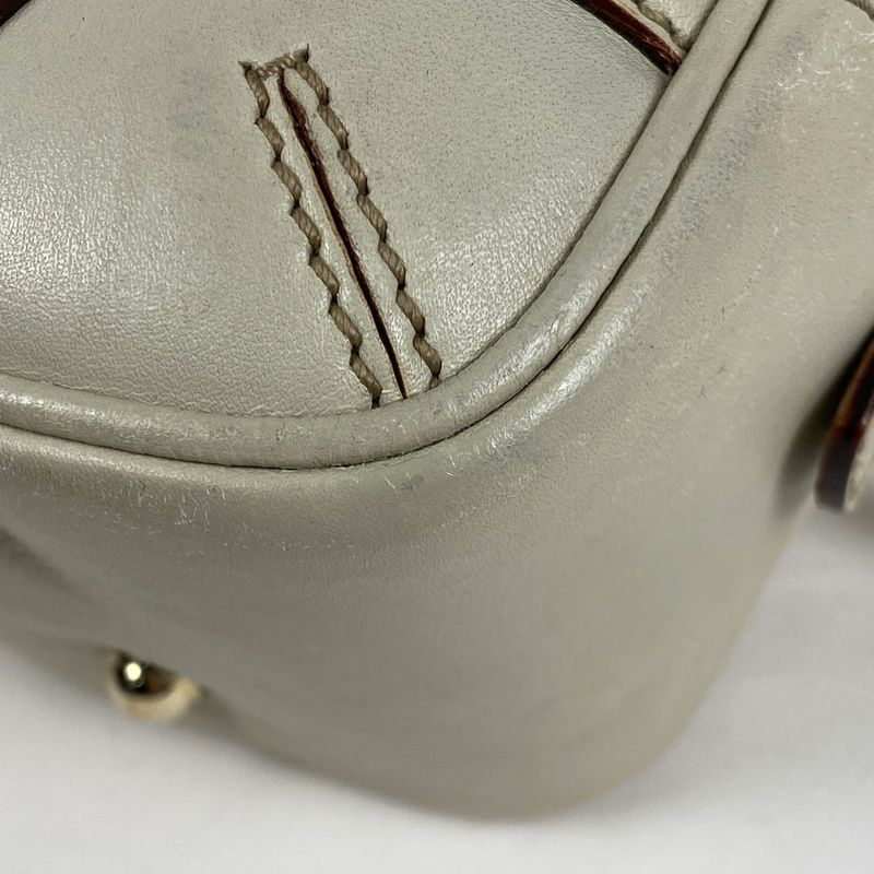 Gucci Horsebit Pattern Handbag Leather Ivory 145772 Women