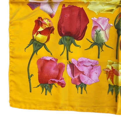 Gucci Scarf Shawl Accessory All-over Pattern Rose Silk Orange Multicolor Gucci