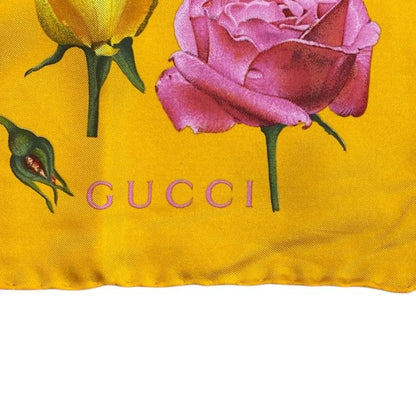 Gucci Scarf Shawl Accessory All-over Pattern Rose Silk Orange Multicolor Gucci