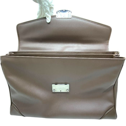 Bvlgari Milleligge Briefcase Business Bag Handbag Leather PVC Brown Silver Logo