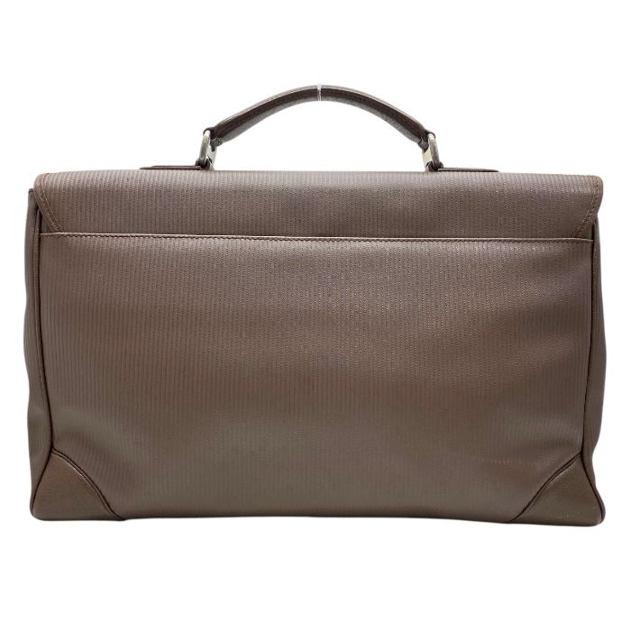Bvlgari Milleligge Briefcase Business Bag Handbag Leather PVC Brown Silver Logo