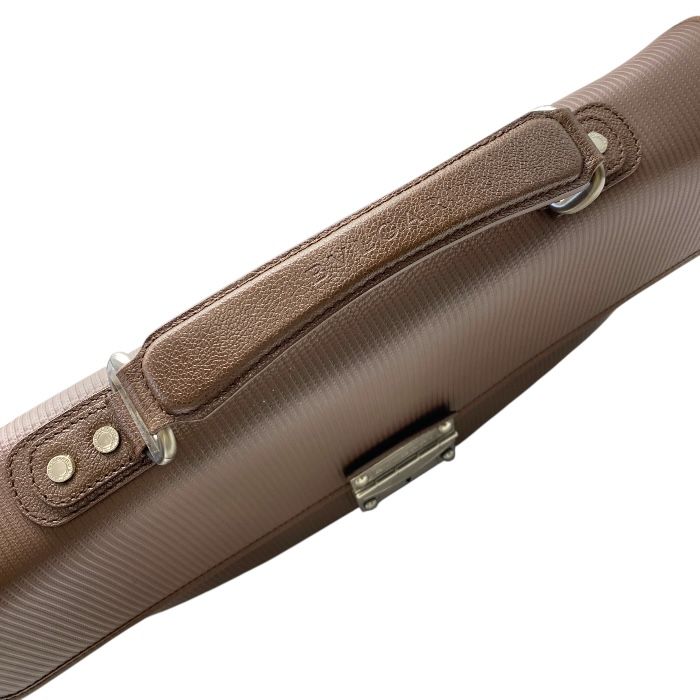 Bvlgari Milleligge Briefcase Business Bag Handbag Leather PVC Brown Silver Logo