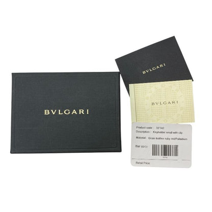 Unused Bulgari Bvlgari 6 Key Case Compact Logo Clip Leather Red Silver 33742