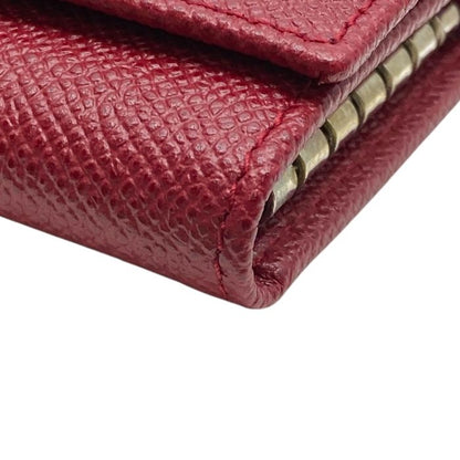 Unused Bulgari Bvlgari 6 Key Case Compact Logo Clip Leather Red Silver 33742