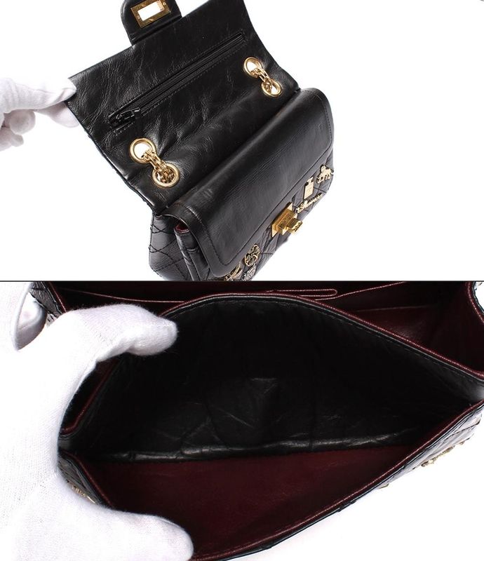 Chanel Chain Shoulder Bag Matelasse 2.55 Lucky Charm Embroidery Double Flap