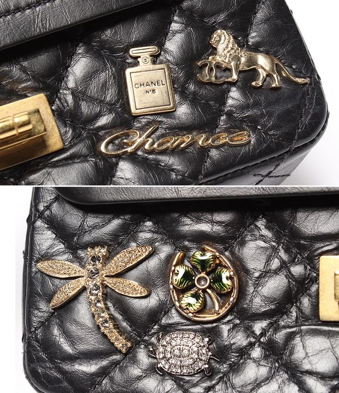 Chanel Chain Shoulder Bag Matelasse 2.55 Lucky Charm Embroidery Double Flap