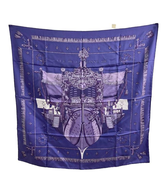 Hermes Scarf 100% Silk Carré 90 VUE DU Carosse DE LA Galere LA Reale Women
