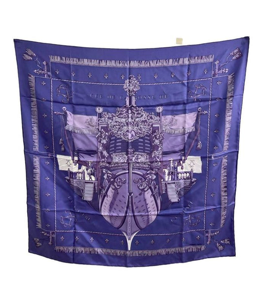 Hermes Scarf 100% Silk Carré 90 VUE DU Carosse DE LA Galere LA Reale Women