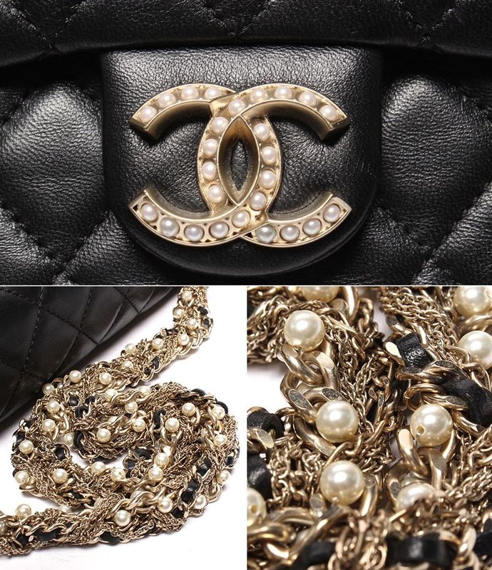 Chanel Shoulder Bag Lamb Skin Matelasse Gold Hardware Faux Pearl Chain Westminst