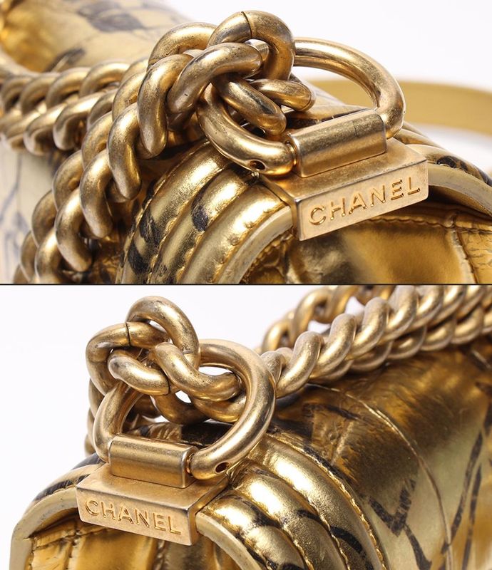 Chanel Chain Shoulder Bag Gold Hardware Shape Push Leather Graffiti Boy Chanel