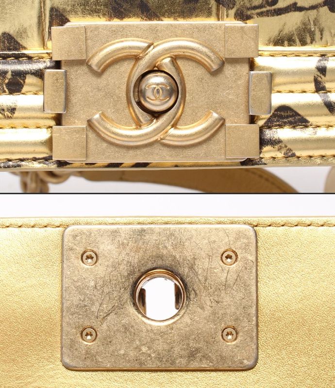 Chanel Chain Shoulder Bag Gold Hardware Shape Push Leather Graffiti Boy Chanel