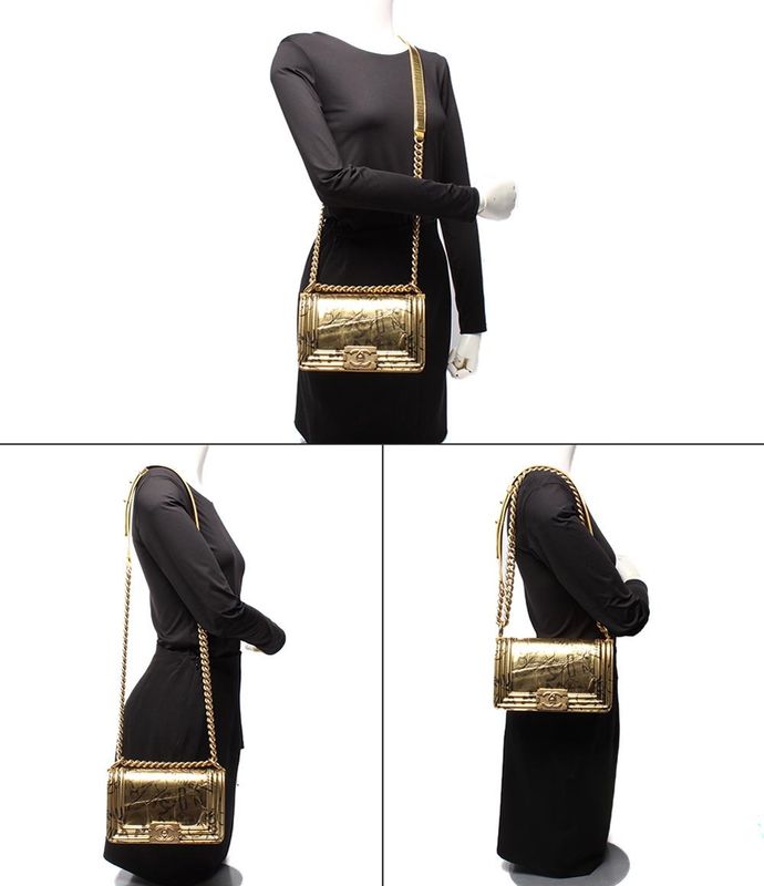 Chanel Chain Shoulder Bag Gold Hardware Shape Push Leather Graffiti Boy Chanel