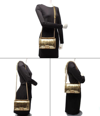 Chanel Chain Shoulder Bag Gold Hardware Shape Push Leather Graffiti Boy Chanel