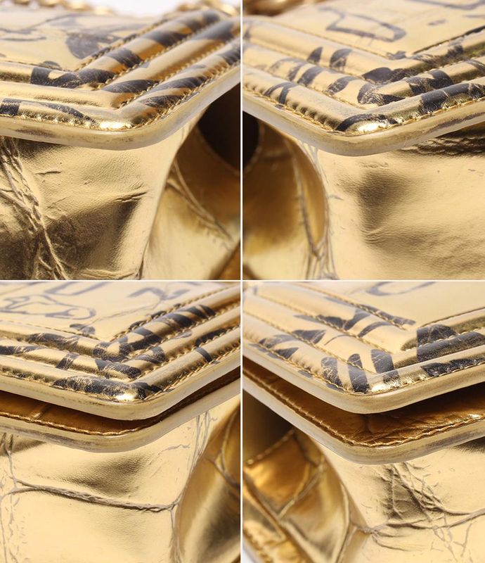 Chanel Chain Shoulder Bag Gold Hardware Shape Push Leather Graffiti Boy Chanel