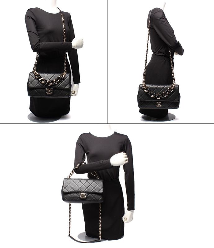 Chanel 2-way Chain Shoulder Bag Matelasse Lambskin Gold Hardware 29th As1353