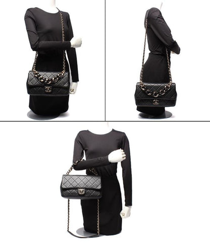 Chanel 2-way Chain Shoulder Bag Matelasse Lambskin Gold Hardware 29th As1353