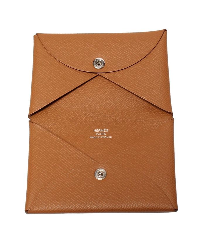 Hermes Card Case Engraved B Silver Hardware Calvi Women's Men's Hermes