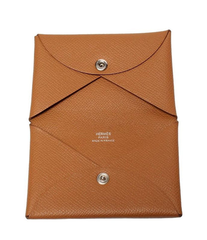 Hermes Card Case Engraved B Silver Hardware Calvi Women's Men's Hermes