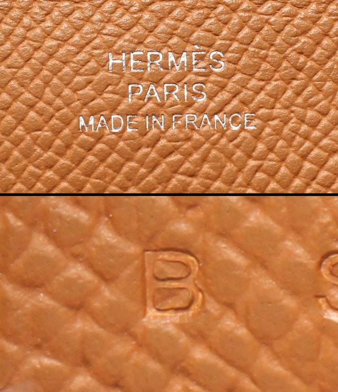 Hermes Card Case Engraved B Silver Hardware Calvi Women's Men's Hermes