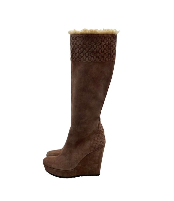 Gucci Long Boots Wedge Sole Women's SIZE 36 1 2 (23.5cm (9.25in)) Gucci