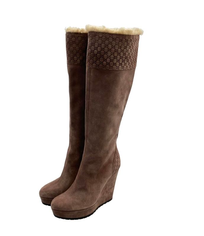 Gucci Long Boots Wedge Sole Women's SIZE 36 1 2 (23.5cm (9.25in)) Gucci