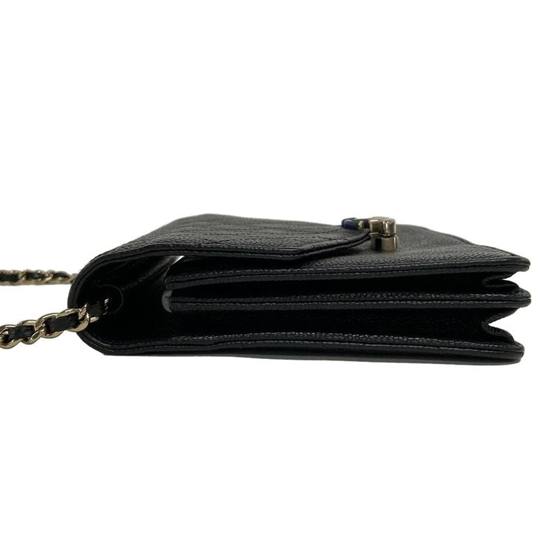 Chanel Wallet Matelasse Black Chain Wallet Silver Hardware
