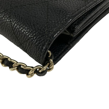 Chanel Wallet Matelasse Black Chain Wallet Silver Hardware