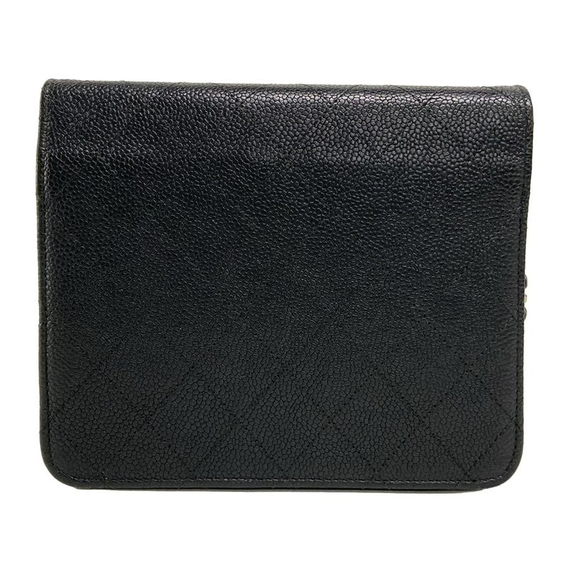 Chanel Wallet Matelasse Black Chain Wallet Silver Hardware