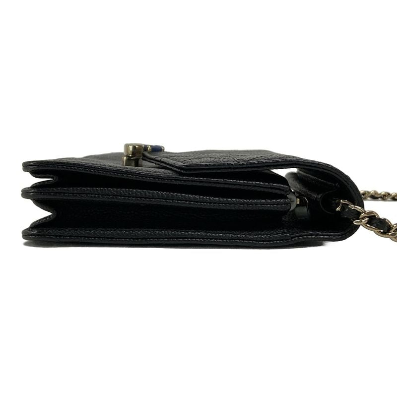 Chanel Wallet Matelasse Black Chain Wallet Silver Hardware