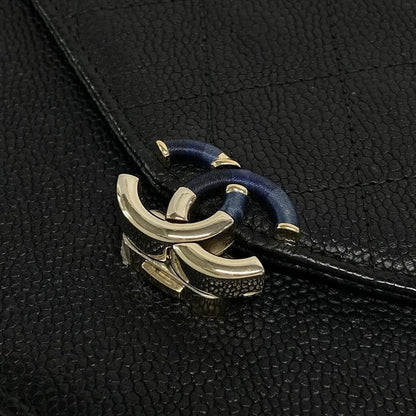 Chanel Wallet Matelasse Black Chain Wallet Silver Hardware