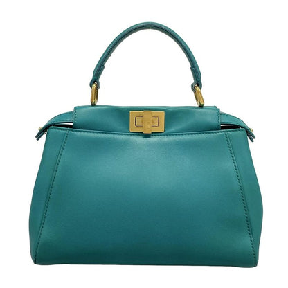 Fendi Handbag Peekaboo Iconic Small 8bn244 Green Leather