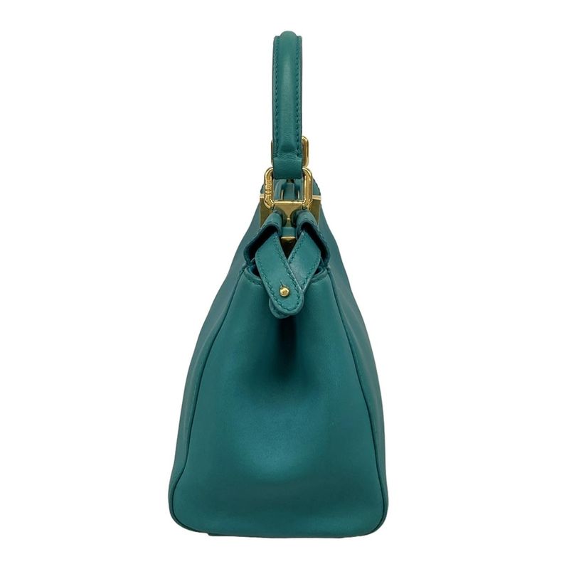 Fendi Handbag Peekaboo Iconic Small 8bn244 Green Leather