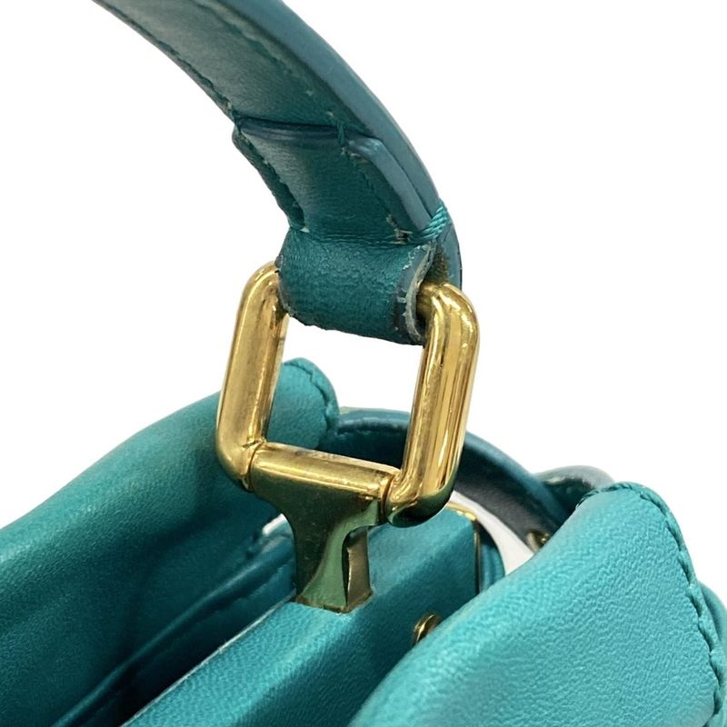 Fendi Handbag Peekaboo Iconic Small 8bn244 Green Leather