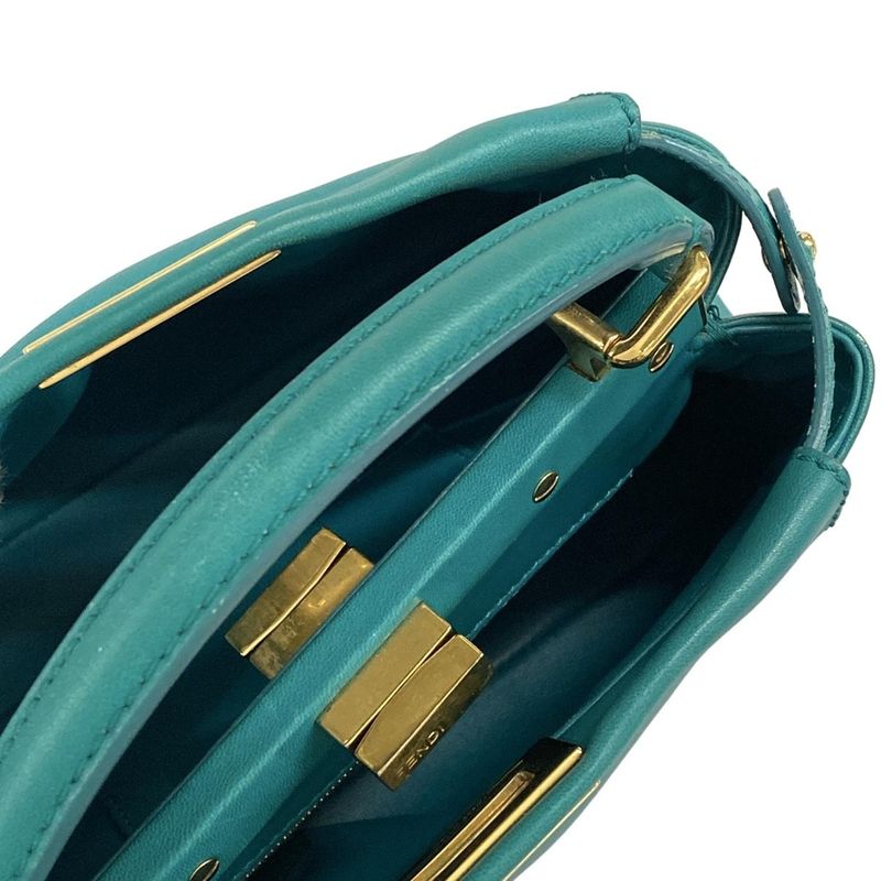 Fendi Handbag Peekaboo Iconic Small 8bn244 Green Leather