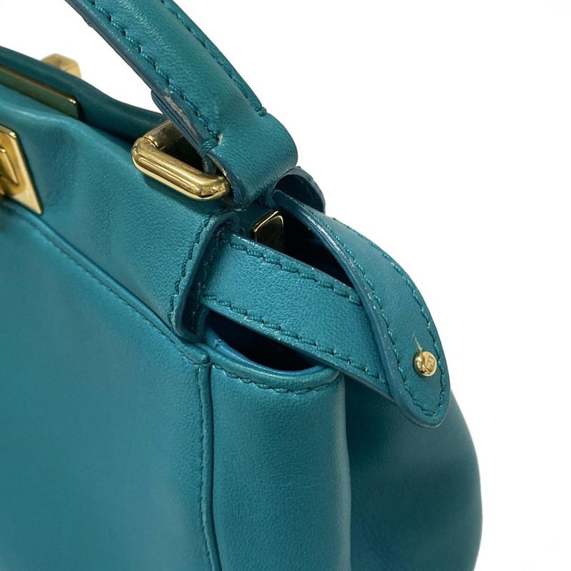 Fendi Handbag Peekaboo Iconic Small 8bn244 Green Leather