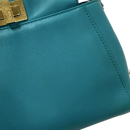 Fendi Handbag Peekaboo Iconic Small 8bn244 Green Leather