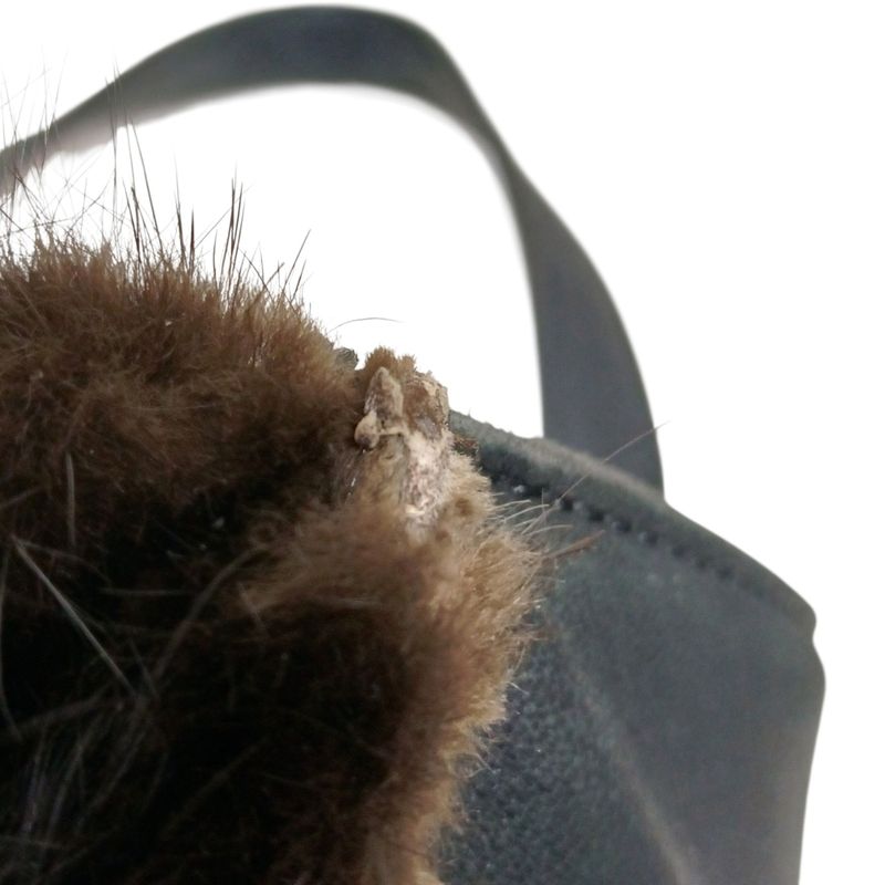 Loewe Handbag - Black and Dark Brown Fur Tote Leather Fur