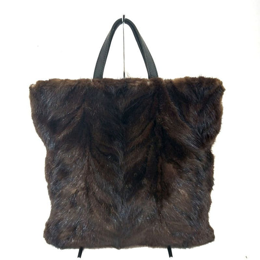 Loewe Handbag - Black and Dark Brown Fur Tote Leather Fur