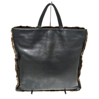 Loewe Handbag - Black and Dark Brown Fur Tote Leather Fur