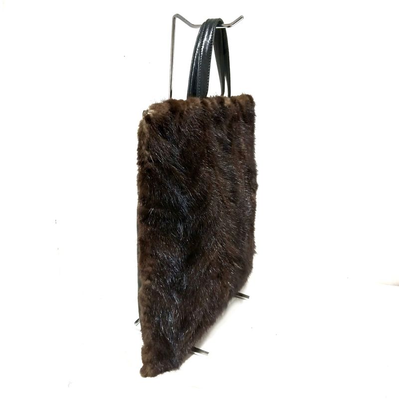 Loewe Handbag - Black and Dark Brown Fur Tote Leather Fur