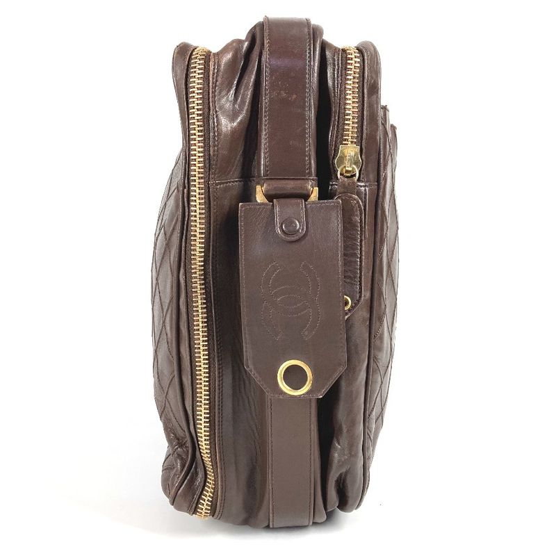 Chanel Business Bag Matelasse Quilted Leather Brown