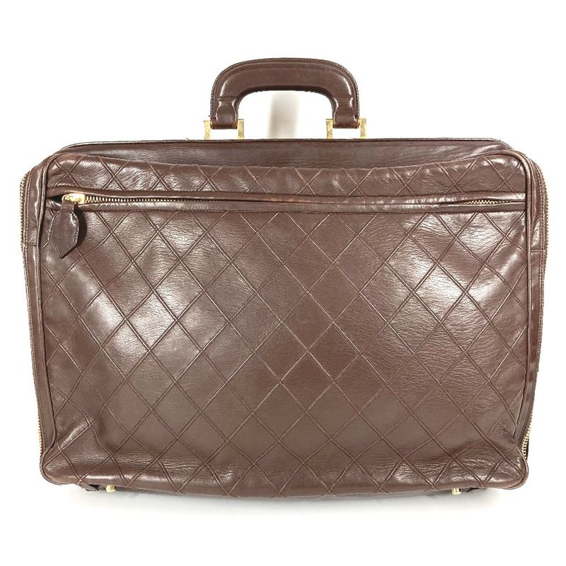 Chanel Business Bag Matelasse Quilted Leather Brown