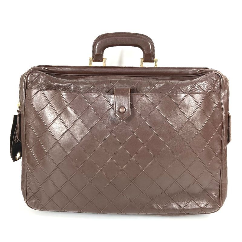 Chanel Business Bag Matelasse Quilted Leather Brown