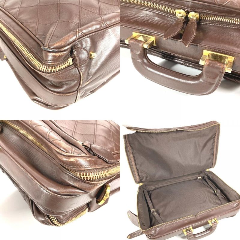 Chanel Business Bag Matelasse Quilted Leather Brown