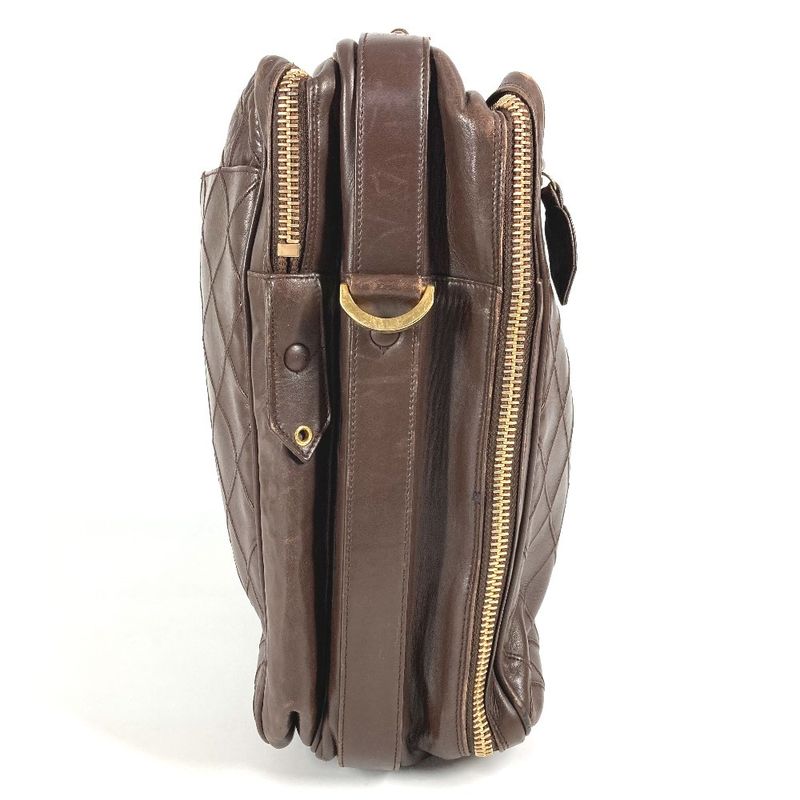 Chanel Business Bag Matelasse Quilted Leather Brown