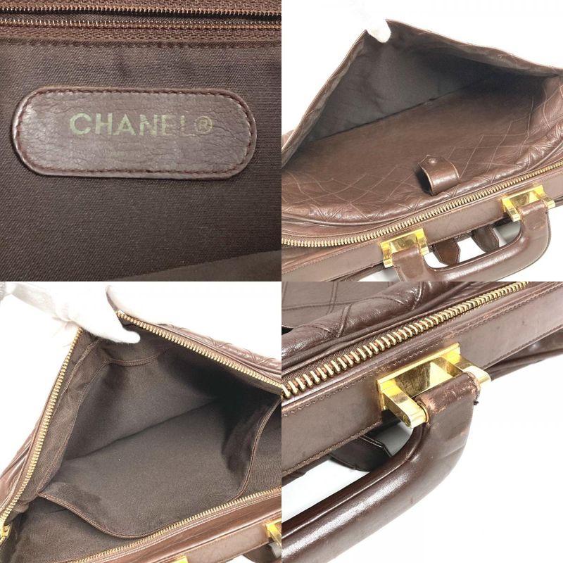 Chanel Business Bag Matelasse Quilted Leather Brown